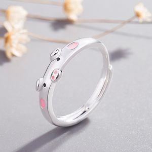 1 sztuk kreatywny śliczny różowy czerwony świnia pierścienie popularne szczęście świnka para zwierząt pierścień otwierający kobiety mężczyzna prezenty dla zakochanych w biżuterii regulowany