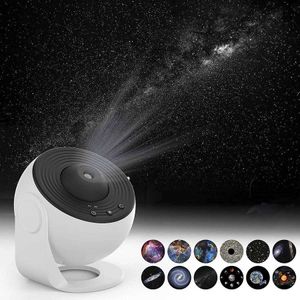 Lampor LED Star Planetarium Galaxy Night Light 12 i 1 Aurora Starry projektorlampa Barn Vuxna Hem Tak Rum Inredning Presenter HKD230704