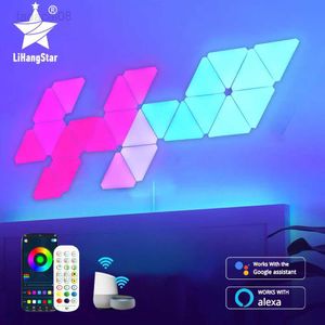 Night Lights WIFI Smart LED Triangle Atmosphere RGB Wall Light Bluetooth APP Voice Control Music Sync Game Room TV Bedroom Decoration HKD230704