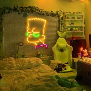 Światła 45cm lampka nocna cartoon na imprezę cosplay Cartoon neon Flex Led niestandardowe żółte światło wystrój pokoju neon HKD230704