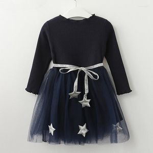 Abiti da ragazza Autunno Abbigliamento per bambini Abito Fata Stelle Cintura Tulle Garza Bambini Moda bambino Manica lunga Principessa DR19159