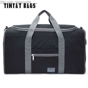 Duffel Bags Duffel Bags TINYAT Male Men Travel Folding Protable Molle Women Tote Waterproof Nylon Casual Black luggage T-306 Z230704