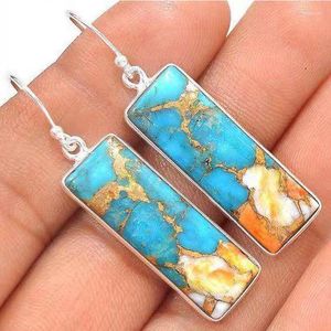 Dangle Earrings Ethnic Square Painting Pattern Boho Women Vintage Jewelry Colorful Glazed Metal Hook Party Gift