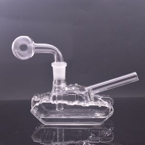 Großhandel TANK-förmige Glas-Ölbrenner-Bong-Wasserpfeifen Shisha Thick Heady Recelyer Ash Catcher Rigs mit Glas-Ölbrennerrohren 14-mm-Verbindung