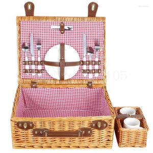 Storage Baskets Willow-woven Picnic Basket Rattan-woven Heat Preservation Ins Portable Folding Bag Campin