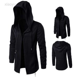 Męskie bluzy długi projekt bluzy moda męska bluza hip-hopowa Streetwear czarna suknia płaszcze męskie płaszcz z kapturem płaszcz z kapturem 5XL HKD230704