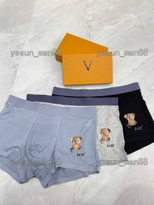 Designer Luxury Louiseitys Mens Classic Underwear Puppy printed Solid Color Boxer Pants Cotton Breathable Comfortable Underpants Three Piece With Box