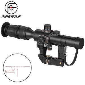 Mira tática Svd Dragunov 4x26 Red Iluminada para caça Rifle Scope Shooting Ak Scope Red Dot Hunting Optics Hunting Laser