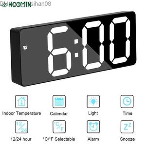 Schreibtisch Tischuhren LED Digital Elektronische Tischuhr Snooze AcrylicMirror Wecker Sprachsteuerung Zeit Temperaturanzeige Home Z230704