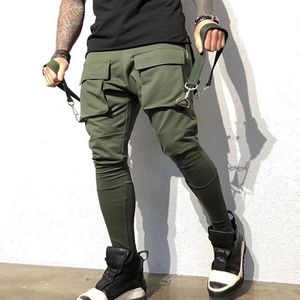 Erkekler Pants Sonbahar Marka Fitness Jogging Sıradan ince hip hop sokak moda büyük cepler 100 pamuk tulum 230703