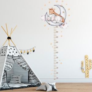 Stich schlafende Elefant Giraffe Mondhöhe Messen Sie Wandaufkleber Wachstum Chart Ruller Wandtattoos für Kinderzimmer DIY Kinder Geschenk