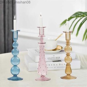 Candle Holders Glass Candle Holder Home Decor Wedding Decoration Accessories European Retro Crystal Candlestick Drop Z230704
