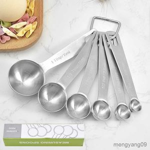 Measuring Tools 6pcs/set Multipurpose Food-grade Stainless Measuring Spoon Coffee Spice Scoop 6pcs/set Kitchen Baking Tools R230704