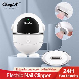 Nail Manicure Set CkeyiN Electric Automatic Clipper Low Noise File Trimmer Cutter Fingernail Grinding Safety Tool Rechargeable 230704