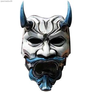 Vuxen unisex Halloween japansk demondjävul Hannya Oni Samurai Kabuki Monster Latexmask Cosplay rekvisita Grimas Festmasker L230704