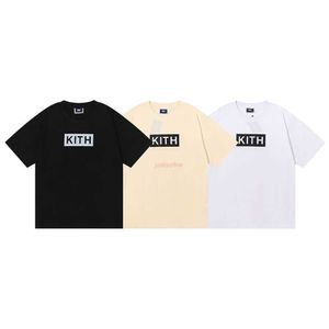 Designermodekläder T-shirts T-shirts Nisch Skönhetstrend Kith Box Enkelt enfärgat tryck Högkvalitativt dubbelgarn Ren bomull kortärmad t-shirt för män och W