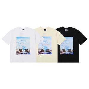 Camisetas de roupas de moda de grife Kith New York Store Limited Life Desired by Sky and Clouds Alta definição estampada de puro algodão camiseta casual de manga curta para M