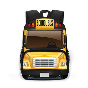 School Bags 13 Inch Cute Cartoon School Bus Print Backpack Boy Girls Preschool School Bags Baby Toddler Backpack Kids Kindergarten Bags Gift 230703