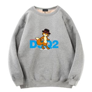 DSQ2 Marke Herren Kapuzenpullover mit langen Ärmeln, Wollpullover, lose Streetwear, Baumwolle, Sweatshirts, Liebhaber, modische High-Street-Kleidung, O-Ausschnitt, mit Buchstaben bedruckter Mantel d2