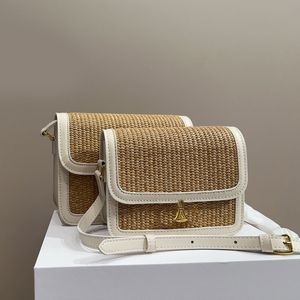 Drafting Flap Messenger Bag Lady Umhängetaschen Gras Webmaterial Designer Handtasche Gold Hardware Schnalle Interne Reißverschlusstasche Hochwertige Damen Geldbörse