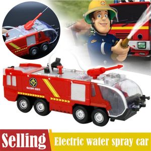 Diecast modelo carro spray pistola de água caminhão de brinquedo bombeiro veículos caminhão de bombeiros carro música luz legal brinquedos educativos para crianças meninos firetruck 230703