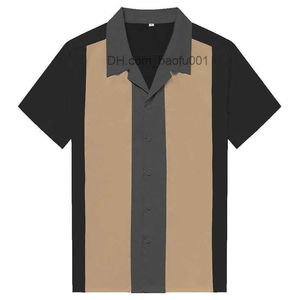 Мужские повседневные рубашки Charlie Harper Рубашка вертикальная полосатая S для мужчин 50-х годов рокабилли на пуговицах с коротким рукавом винтажные платья Z230707