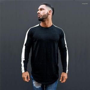 Męskie koszulki z krótkim rękawem Muscleguys marka Fitness T-Shirt mężczyźni 2023 jesień raglanowa koszulka z długim rękawem dodatkowy hiphopowy sweter Slim Fit TShirt