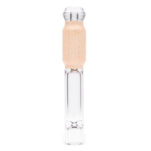 Cool Natural Wood Thick Glass Smoking Portable Herb Tobacco Catcher Taster Bat One Hitter Filter Mouthpiece Tip Cigarette Holder Handpipes Dugout Pipes DHL