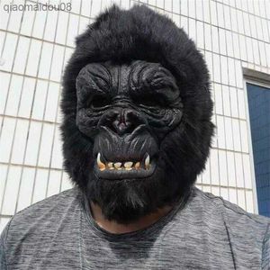 King Kong Gorilla Mask Huva Latex Djur Masker Halloween Party Cosplay Kostym Skräck Huvudmask för vuxna L230704