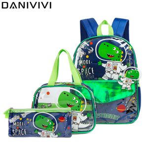 School Bags Cute Dinosaur Children's Backpack School Bags for Boy's Backpack Kids School Bags 3 IN 1 Sets Books Bags High Capacity 230703