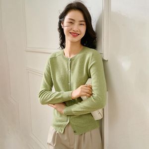 Women's Knits Cashmere Cardigan Women's Pure Round Neck Short Knitted Loose Solid Color Outer Top