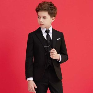 Ternos meninos preto 007 terno de casamento crianças formal blazer conjunto de roupas cavalheiro crianças dia formatura coro performance vestido trajehkd230704