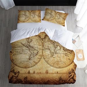 Set di biancheria da letto Set copripiumino mappa marrone Set di tessuti per la casa 3D Letto 2/3 pezzi Design stampato Oro Ragazzi Ragazze King 1