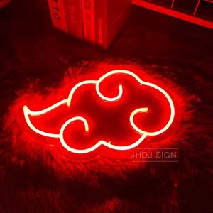 Nattljus Anpassad neonskylt Anime LED-ljusstång Väggdekor Hem Sovrum Spelrum Dekoration Kreativ gåva Röda Moln Neoner HKD230704