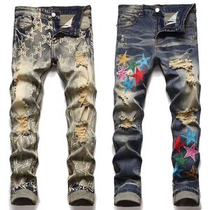 Мужские джинсы дизайнерские джинсы скинни мода прямая мужская байкерская байкерская дыра растяжение джинсовая джинсовая джинсовая джинсовая джинсы мужские мужские брюки мужские джинсы европейские джинсы Хомбра