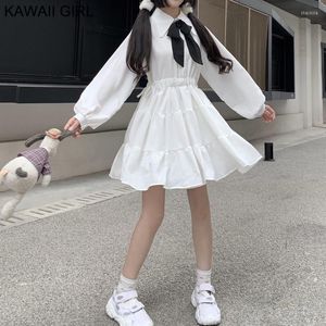 Casual Dresses Cute Girls' One Piece Dress Sweet Spring Women'S Clothing Robe 2023 Korean Ruffles Loose Black White High Waist Cake