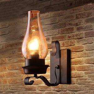 Wall Lamp American Country Retro Industrial Style Candlestick LED Bedroom Bedside Creative Personality Balcony Corridor Aisle