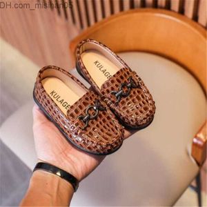 Sneakers Sneakers Vintage PU Leather Designer Baby Boys Shoes Slip on Weave Plaid Fashion Kids Formal Dress Toddler Z230704