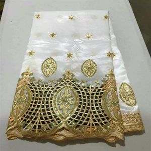 Lote de 5 jardas tecido george branco moda flor malha renda bordado tecido africano para roupas OG33-1276b