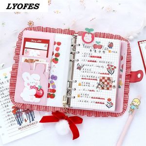 Notepads Kawaii Notebook Journal Planner Diary Cute Mini Binder Loose-leaf Organizer 6 Ring Binder Set School Office Supplies Gift 230703