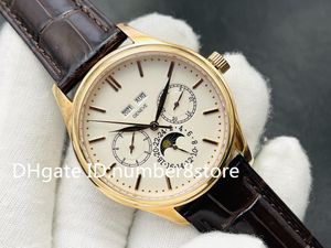 PF Komplikacja fabryczna luksusowe męskie zegarek mechaniczny mechaniczny wieczny kalendarz Moonphase Projektant na rękę 28800 VPH Sapphire Calatrava 18K Rose Gold Watches