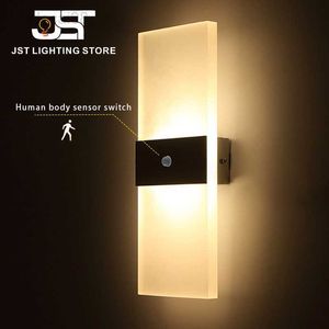 Night Lights USB Recharge Wireless Light Human Body Sensor Switch Home Decor Indoor lighting Bedroom Bedside Corridor Lamps LED Wall Lamp HKD230704