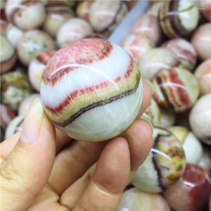 Decorative Figurines Beautiful Natural Red Patterned Stone Ball Quartz Crystal Home Decoration