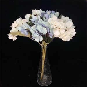 Flores secas de alta qualidade sedas hortênsia mesa de jantar artificial casamento branco flor falsa varanda buquê festa ao ar livre decoração diy