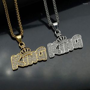 Anhänger Halsketten Hip Hop Bling Iced Out Gold Silber Farbe Titan Edelstahl König Krone Anhänger Halskette Für Männer Rapper schmuck Geschenk
