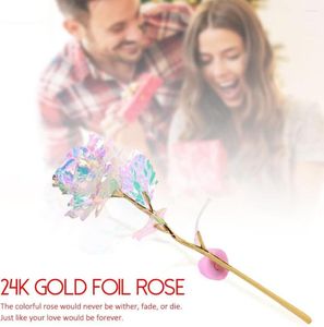 Fiori Decorativi Oro Immerso Rosa - 24K Conservato Eterno Vero Regalo Romantico Per Le Donne Mamma Moglie Fidanzata San Valentino Un