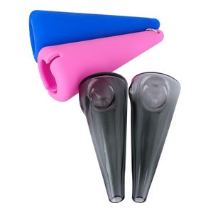 Guaina colorata in pelle di silicone Proteggi Pyrex Vetro spesso Cono di fumo Filtro Handpipes Dry Herb Tobacco Portachiavi portatile Innovativo Tubi facili da pulire