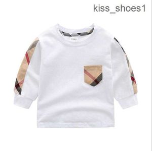 Bahar Sonbahar Bebek Erkek Kız Kızlar T-Shirt Sevimli Çocuk Ekose Uzun Kollu T-Shirt Childern Pamuk Pamuklu Gömlek Çocuk Külkü
