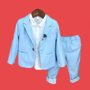 Abiti 2022 bambini rosa blu matrimonio blazer vestito di marca fiore ragazzi formale smoking vestito bambino scuola vestito fotografia all'aperto set di abbigliamentoHKD230704