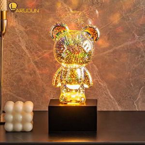 Luzes led fogos de artifício urso atmosfera luz noturna stepless escurecimento lâmpada carregável para quarto decoração do quarto dia dos namorados festa de presente novo hkd230704